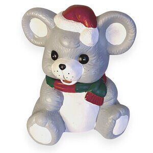 Vintage Ceramic Christmas Santa Mouse Cookie Jar Hand Painted